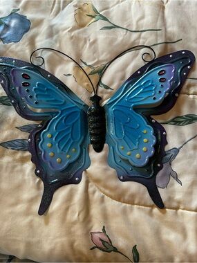 Blue & Purple Butterfly Wall Accent - Decorative Metal Wall Art